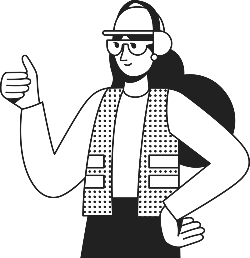 کارتۆنێکی کارمەندێک کە جلی کارکردنی لەبەردایە.