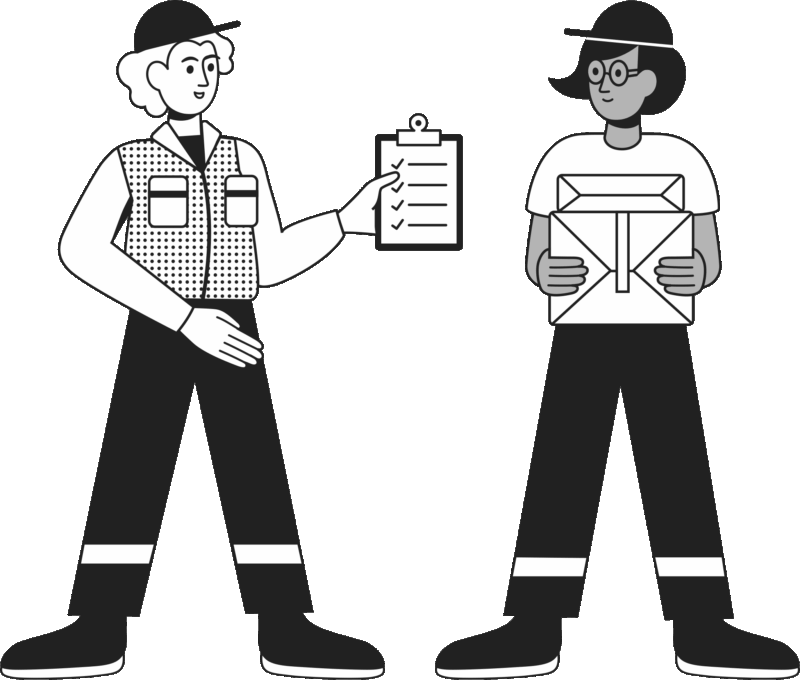 Piirroskuva, jossa kaksi lähettiä seisoo vierekkäin.