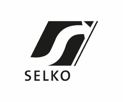 Mustassa laatikossa valkoinen kaareva nuoli ja sen alla teksti SELKO.
